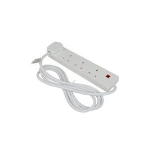 4 Way Extension Socket with Indicator - White - 2m