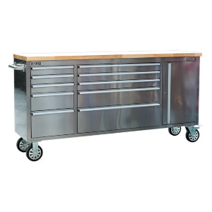 Mobile Stainless Steel Tool Cabinet 10 Drawer & Cupboard