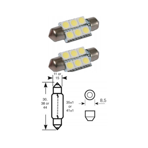 Trade LED Festoon 39mm White 6 x 5050 SMD 2 Pieces