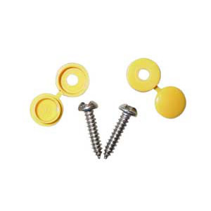 Number Plate Security Screws & Caps Yellow