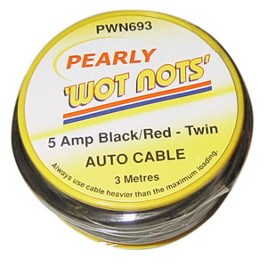 Wiring Cable Twin Red/Black 5 Amp x 3m