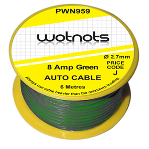 Wiring Cable Reel 8 Amp Green 6m