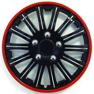 14" Premium Wheel Trims - Set of 4 - Black / Red (Wheeltrims)
