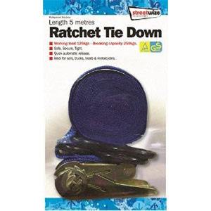 Ratchet Tie Down With Hooks 5m 
