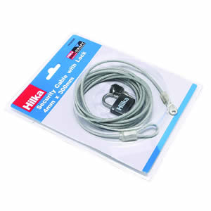 3 x 4mm Security Cable With Lock - Silver